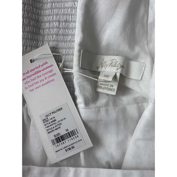 LILLY PULITZER Resort‎ White Tiana Babydoll Ruffled Tank; Size 10 - Picture 5 of 6